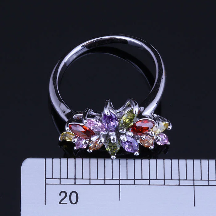 Женское серебряное кольцо с разноцветным кристаллом|rings for women|ring formulticolor ring |