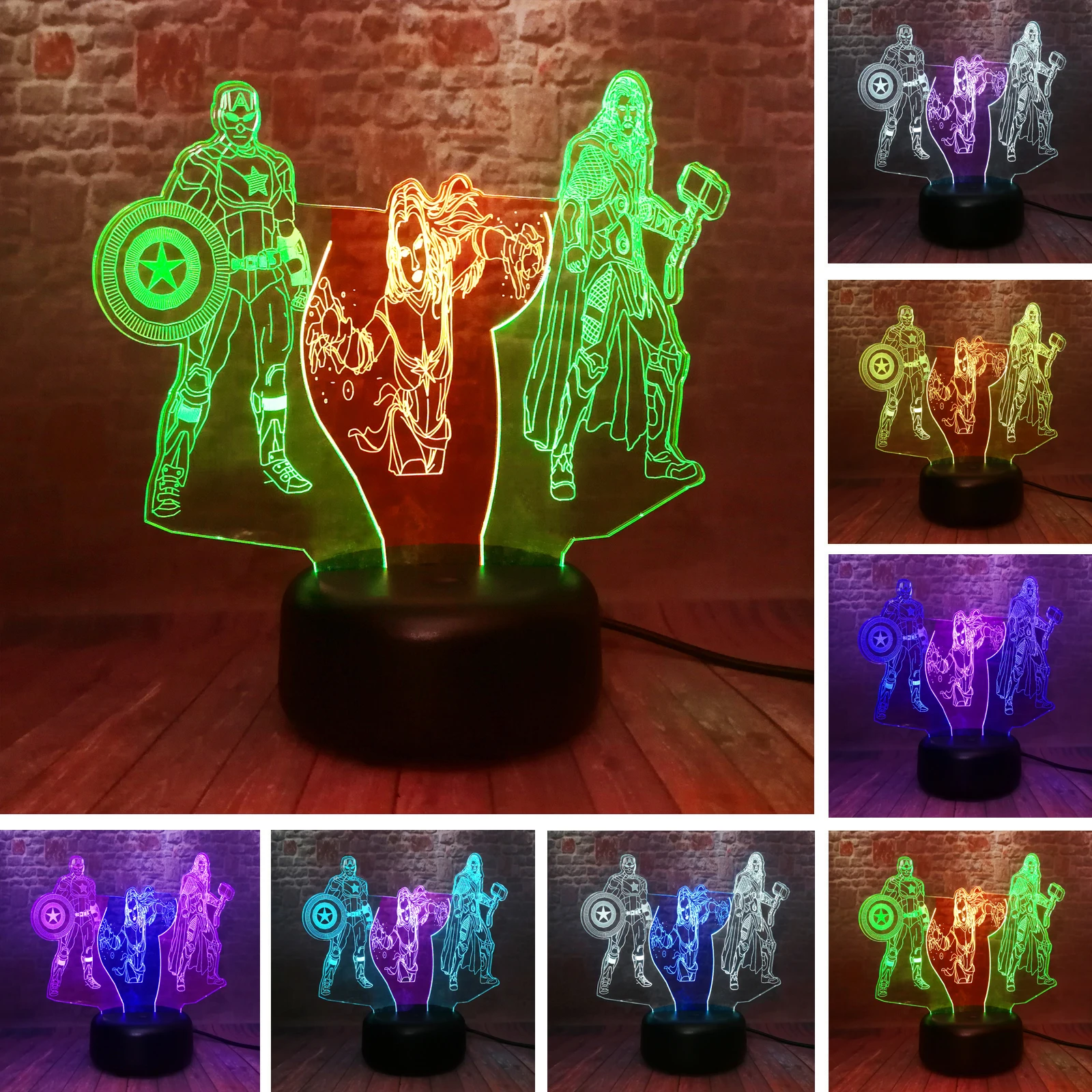 Коллекция Фильмов Marvel 3 героя легенды фигурка Капитан Америка Марвел Тор USB