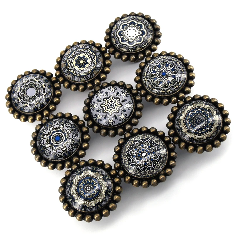 1PCS Vintage Cabinet Handles Glass Drawer Knobs Kitchen Cupboard Knobs Retro Dresser Pull DIA 43mm