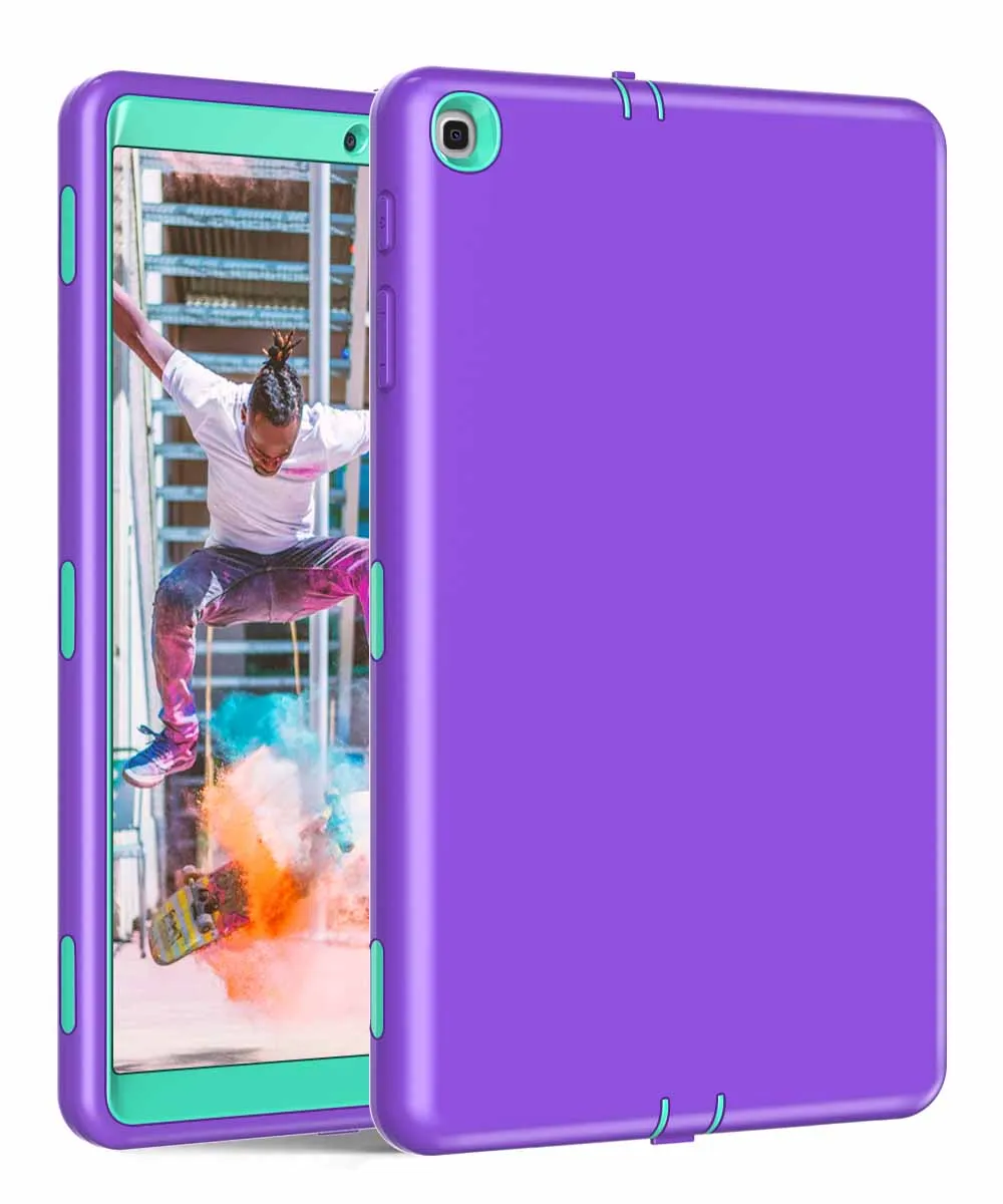 purple Для Samsung Galaxy Tab A 10,1 SM-T510 SM-T515 чехол 3 слоя полный корпус защитный чехол пластик+ резиновый чехол T510 Coque Funda - Цвет: purple