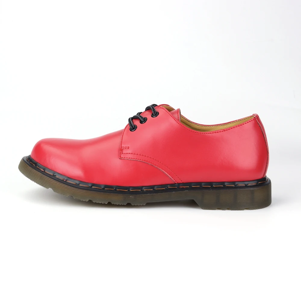 

Red Sprint Autumn Waterproof Women Men Boots New Fashion Round Shape Ankle Boot Lace-Up Work Shoes Leather Boots