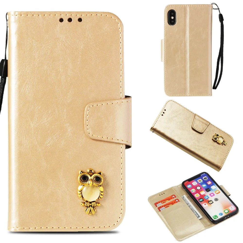3D Сова имитация кожаный чехол для iphone Xs max Xr coque винтажный Флип 5 6 7 8plus X