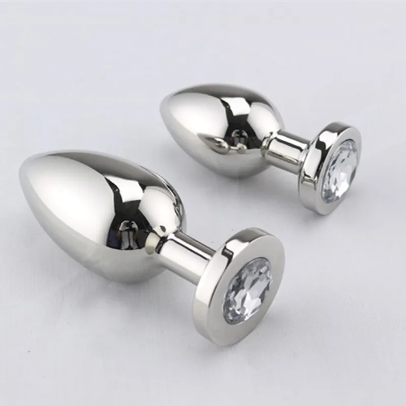 Анальная пробка из металла и нержавеющей стали тяжелая массажная бриллиант