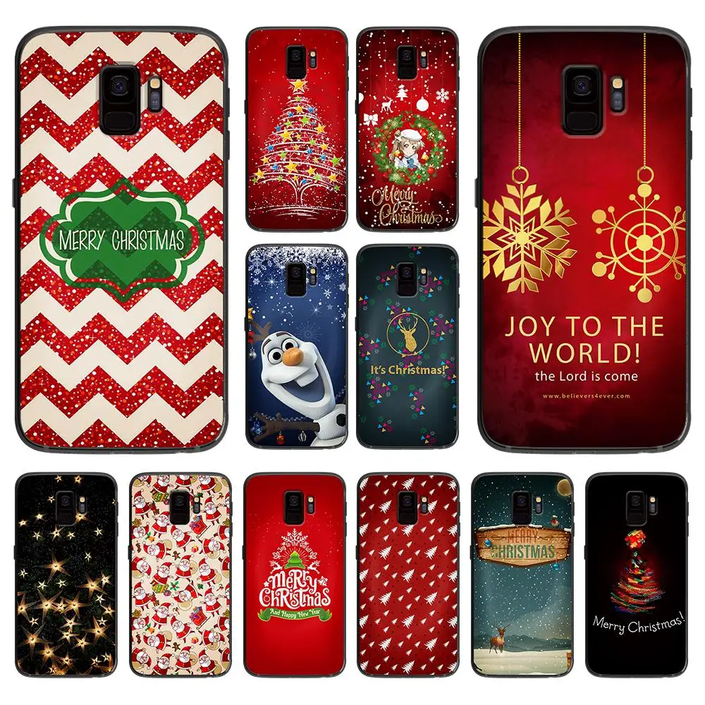 Мягкий чехол для телефона Merry red Christmas elk and snowman Samsung Galaxy S6 S7 S8 S9 S10e Plus Note 8