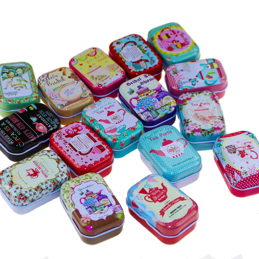 TH030 Cajas пластиковая квадратная жестяная коробка для красоты цветок макияж косметический Органайзер 12 шт./лот маленькая металлическая чайная монетная таблетка коробка подарочная коробка - Цвет: TH030
