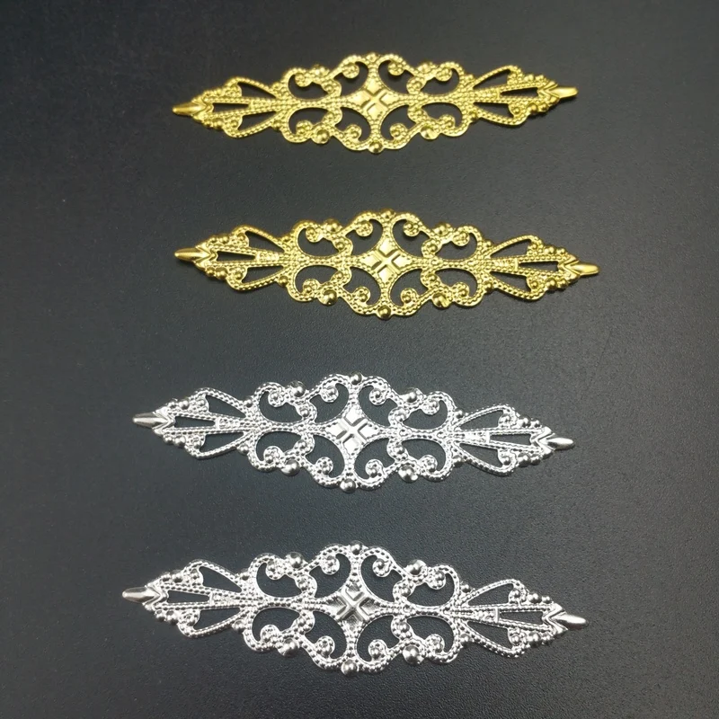 20 шт./партия 16x57mm lozenge металлическая Филигрань Цветок Оберточный соединитель
