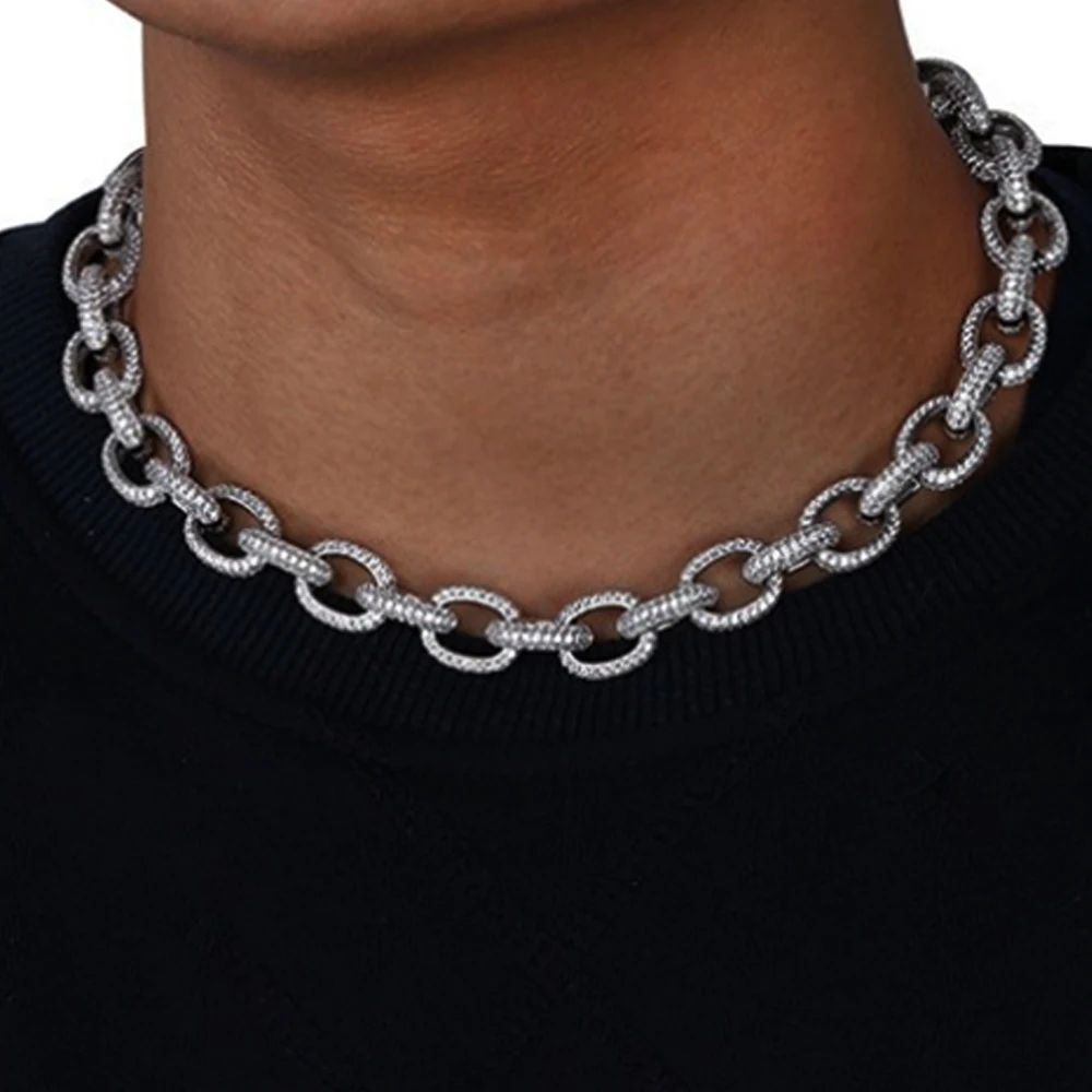 

10mm 16"18"20"Miami Crystal Zircon Cuban Link Necklace Bracelet Crystal Clasp Iced Out Hip hop Chain Men Necklace Bracelets