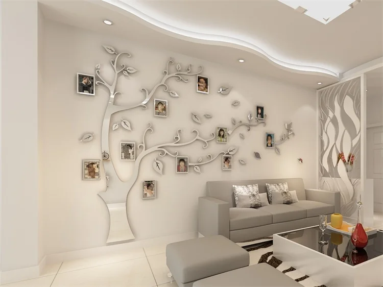 Наклейка на стену s Tree фоторамка наклейка DIY зеркальная Настенная Наклейка украшение дома гостиная спальня плакат ТВ фон Настенный декор - Цвет: Mirror Left