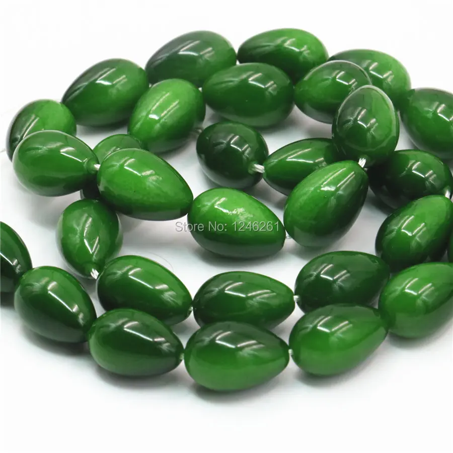 Модные Зеленые стеклянные жемчужные шарики 9x13 мм свободные с каплями воды