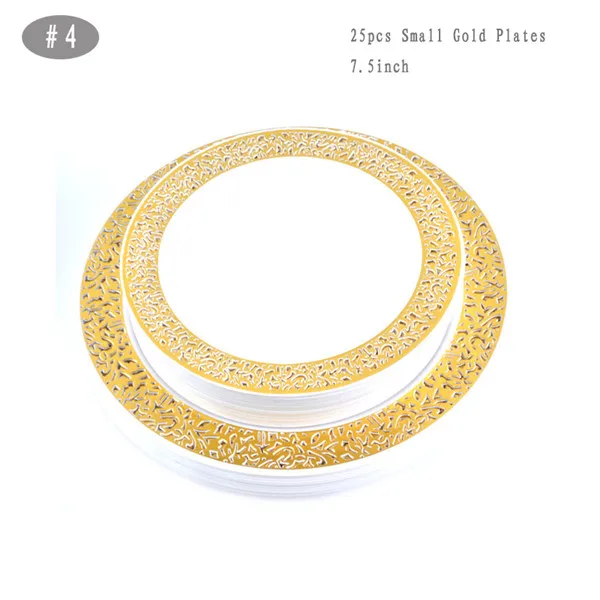 25Small Gold Plates2 Розовое золото 25 шт одноразовые пластиковые тарелки для посуды 1 шт скатерть 7 шт воздушный шар для свадьбы детский душ принадлежности для дня рождения - Цвет: 25Small Gold Plates2