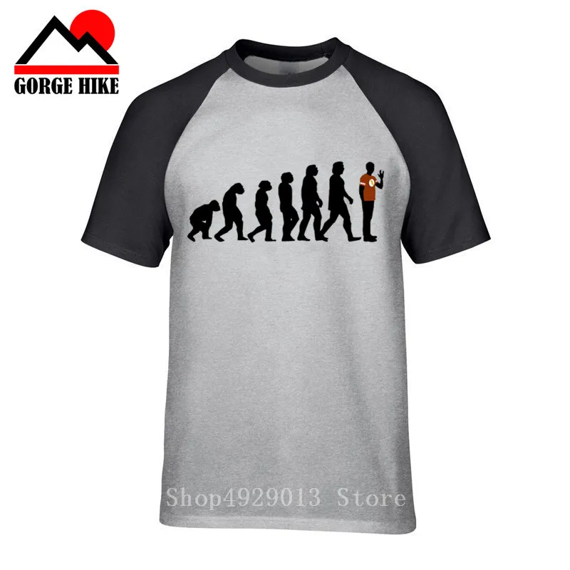 Мужская футболка Geek reverse evolution хлопковая Повседневная с коротким рукавом sheldon