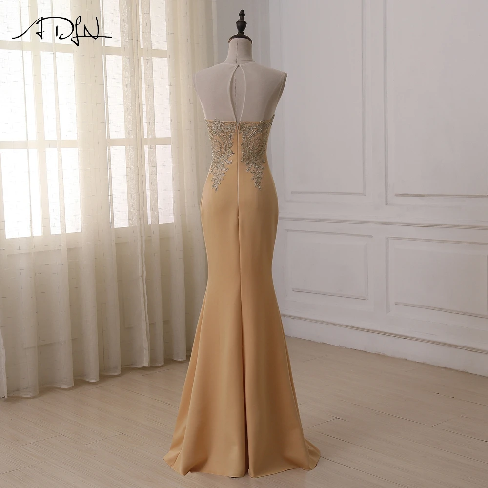 ADLN недорогое вечернее платье в наличии Золотая аппликация с рукавом крылышком