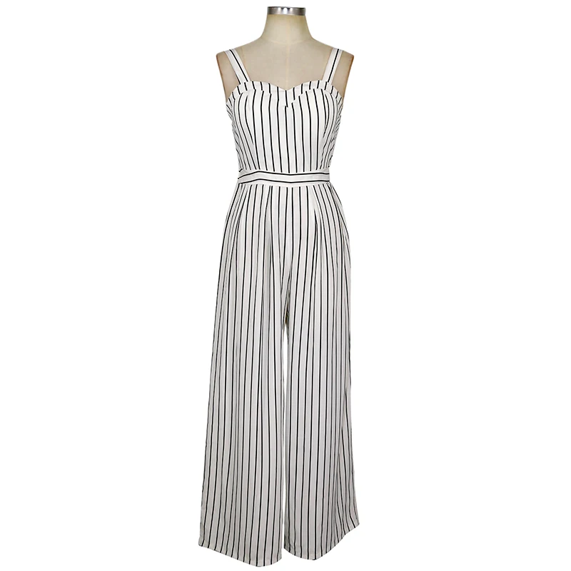 

New Women's striped jumpsuit Bra Bare shoulder Self-cultivation Micro flared pants 2018 Summer Female Casual Rompers Trousers