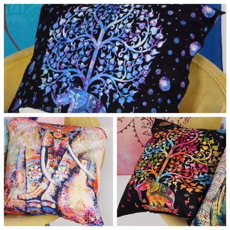 

Super soft 45*45cm Printed Elephant Bohemia Pillow Sets Of Cotton And Linen Home Soft Cushions Pillowslip