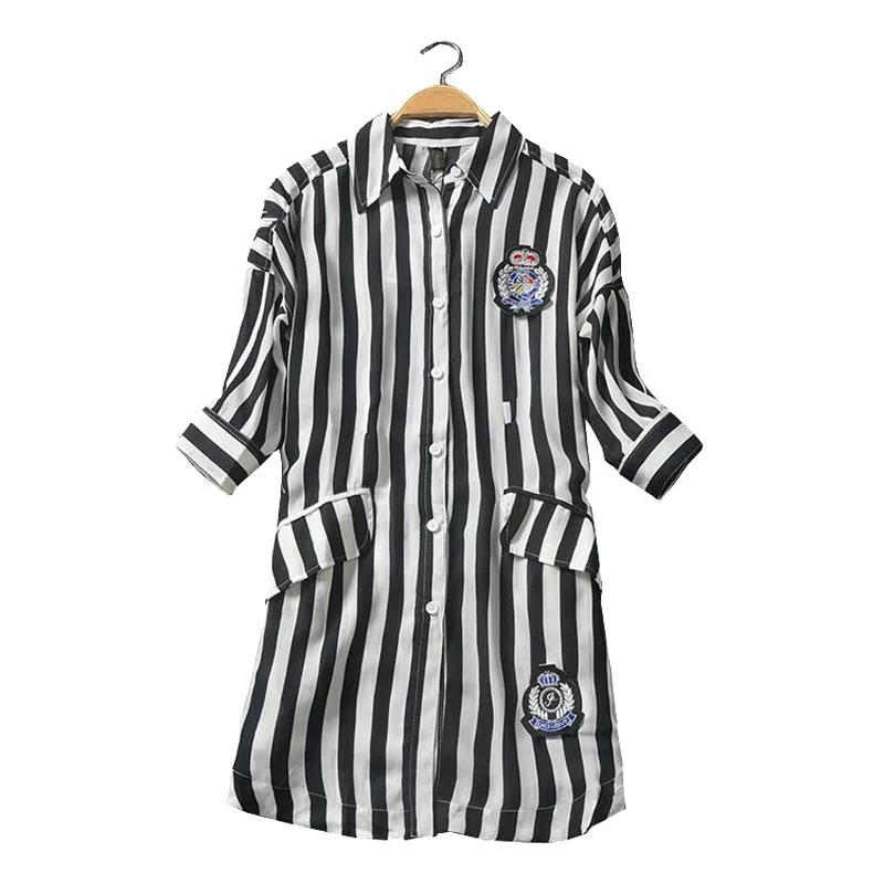 Blusas femininas новая Женская Осенняя полосатая шифоновая блузка Повседневная