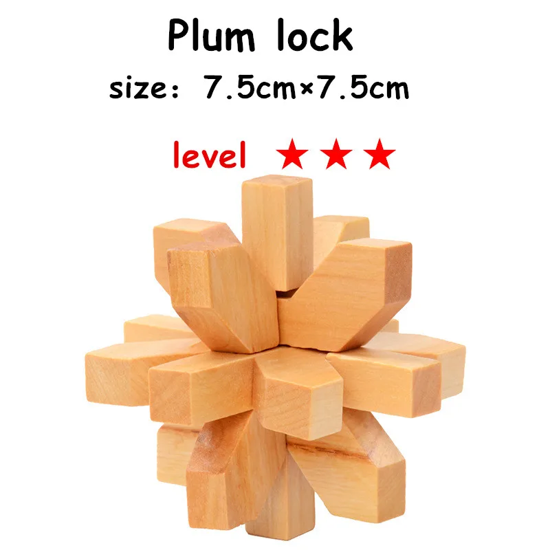 Plum lock Китайская классическая 3D деревянная головоломка замок игрушки куб Модель игры набор дизайн Головоломка Развивающие игрушки для взрослых детей - Цвет: Plum lock