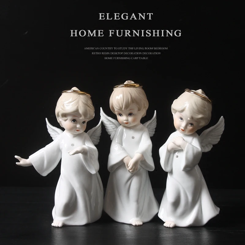 Элегантный из белой керамики Статуя Ангела Скульптура фарфоровая статуэтка