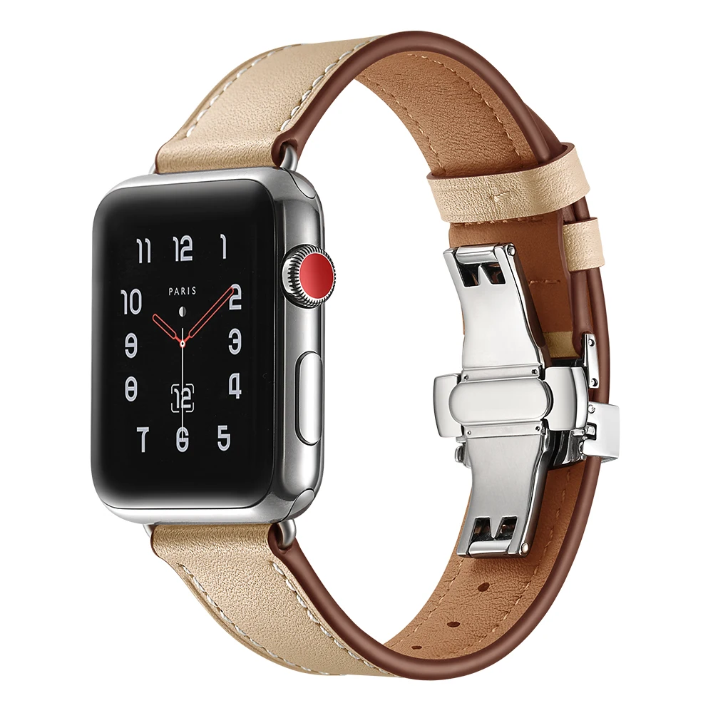 Высокое Качество Кожаные Ремешки для наручных часов Apple watch полосы серии 4/3/2/1 Нержавеющая сталь пряжкой 42 мм 44 мм, 38 мм, 40 мм спортивный браслет ремешок