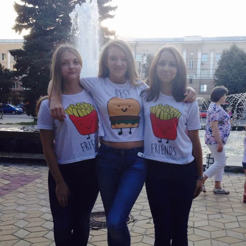 S-XL Повседневное Топы Для женщин Лето шею best друзья Футболка с принтом модные