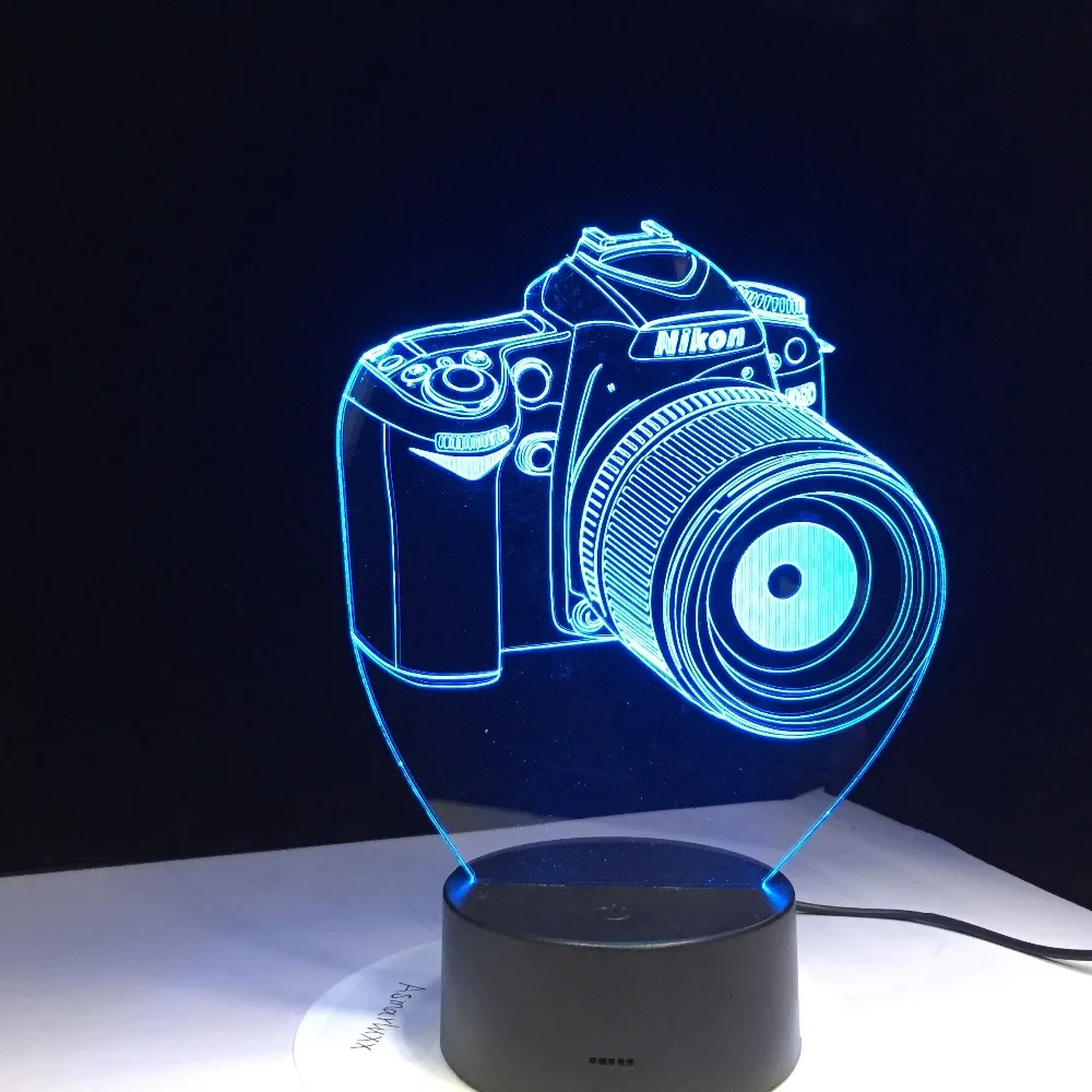 Новинка подарки 3D акриловая развлекательная камера иллюзия светодиодный лампа