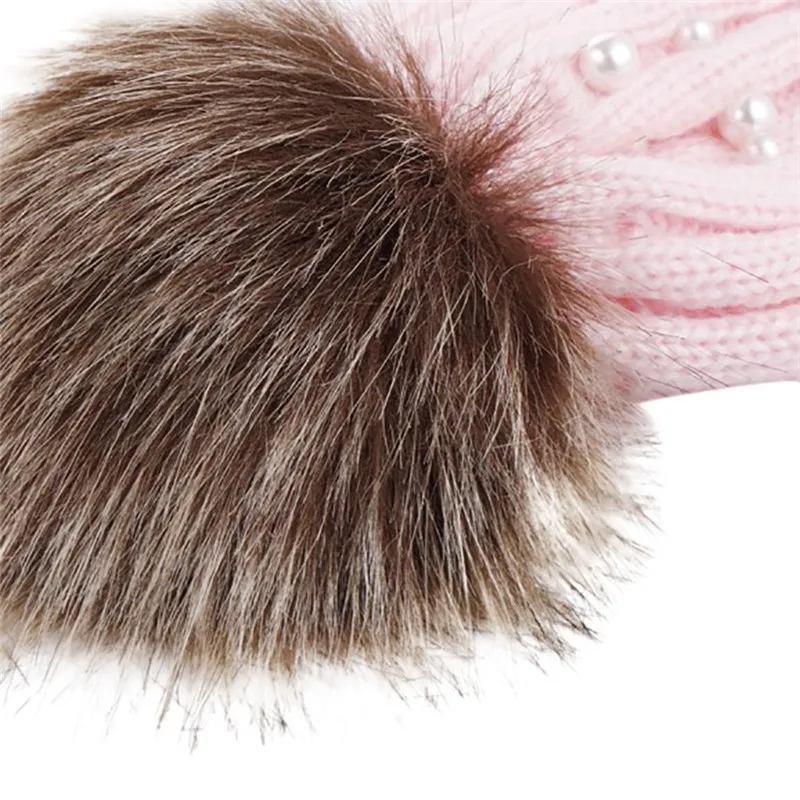 Feitong теплая зимняя женская шапка 2018 Модная вязаная с бусинами Feminina Beanie Hairball