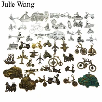 julie wang 20pcs alloy bus car ship bike plane charms randomly mix transportation jewelry making pendant findings accessory
