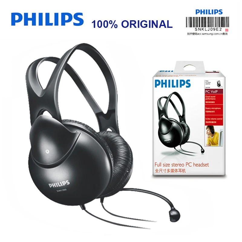 Оригинальные Наушники Philips SHM1900 с поддержкой музыки фильмов и игр микрофоном