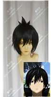 anime fairy tail zeref dragneel cosplay wigs short black fluffy heat resistant synthetic hair wig wig cap