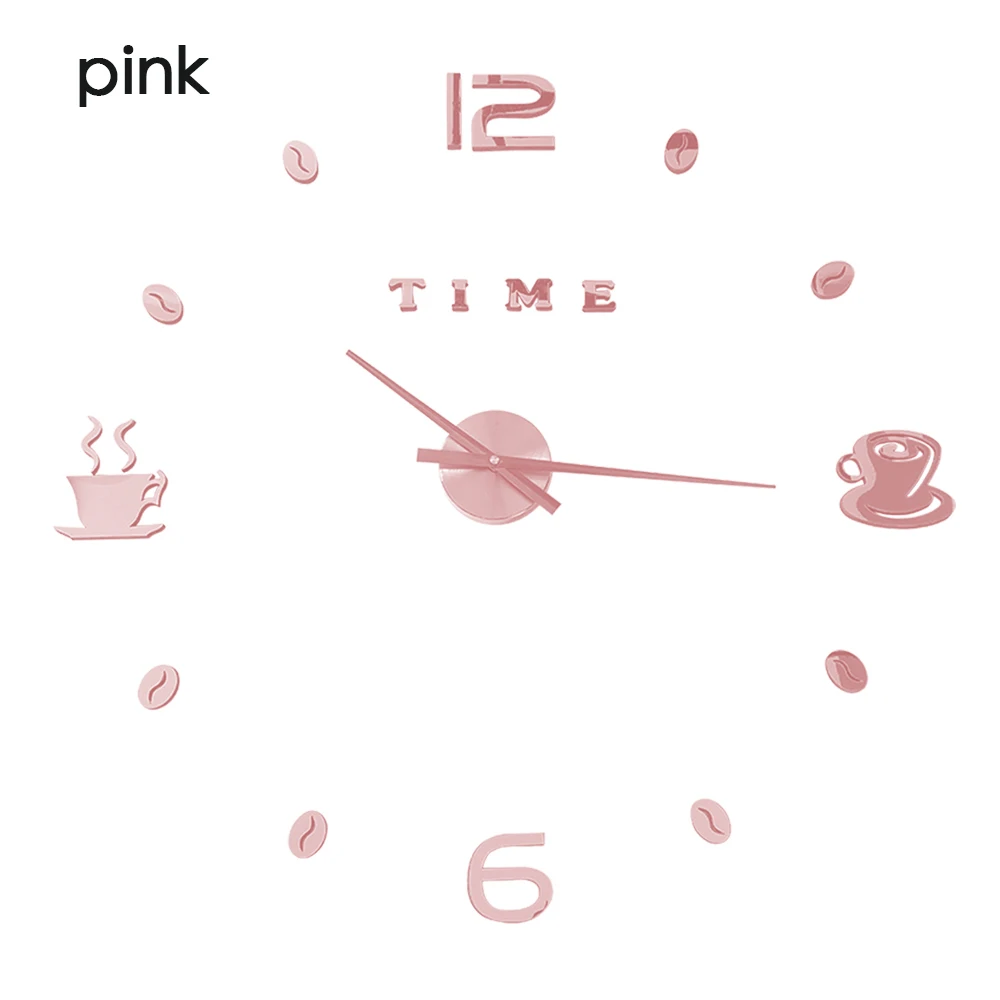 wall clock pink Кафе DIY большие настенные часы без рамы гигантские настенные часы современный дизайн кафе кофейная кружка кофейные зерна Настенный декор кухонные настенные часы - Цвет: wall clock pink