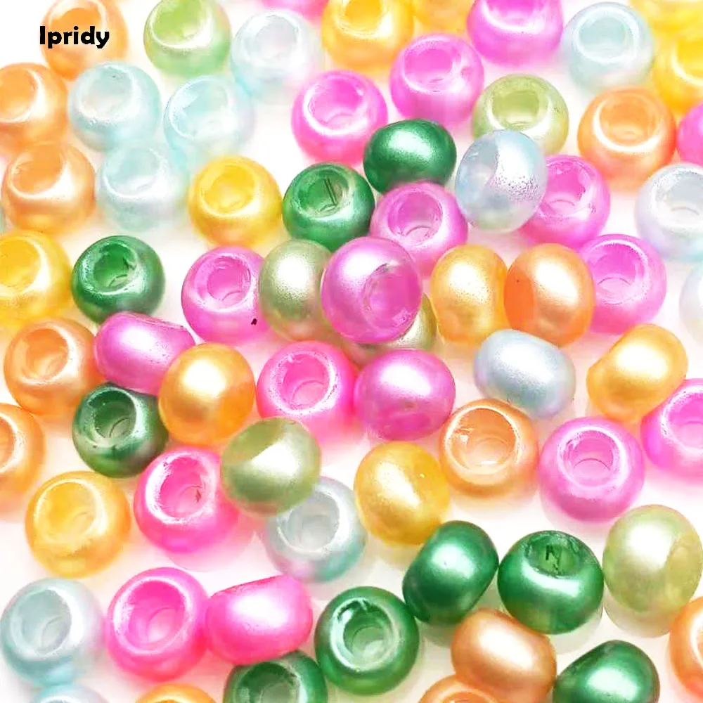 Стеклянные европейские бусины с большим отверстием 8 мм 100 шт./лот цвета жемчуга