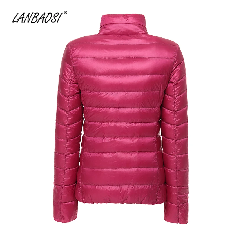 Женская легкая пуховая куртка LANBAOSI тонкая ветрозащитная Ультралегкая белая на