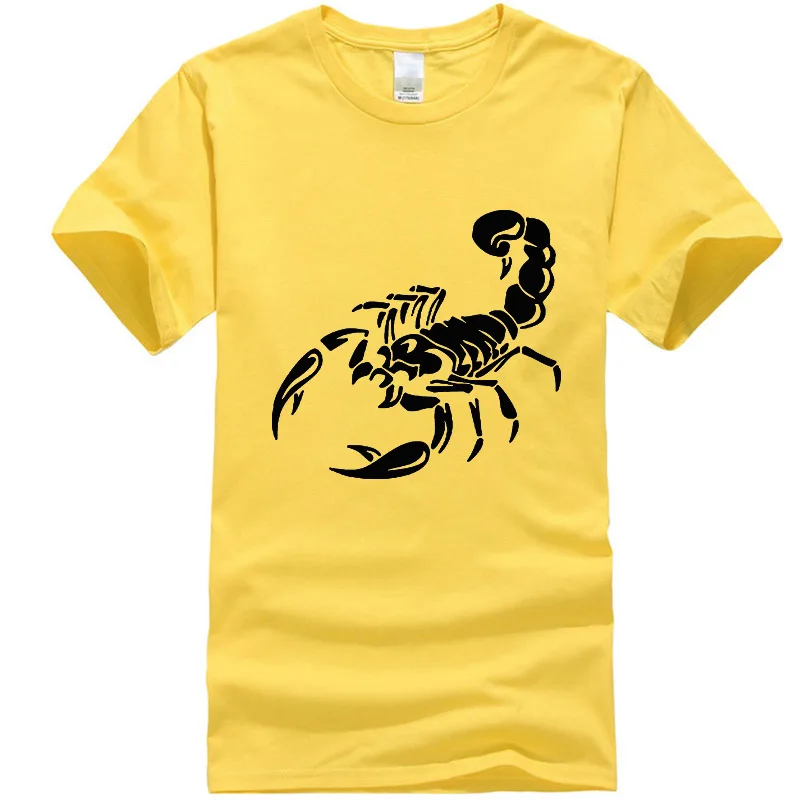 Хлопок, высокое качество, трикотажная удобная ткань, уличный стиль, принт скорпиона, Повседневная футболка с коротким рукавом для мужчин