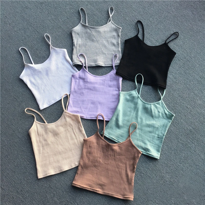 Майка женская эластичная без рукавов пикантный бюстгальтер-Бралетт кроп-топ в