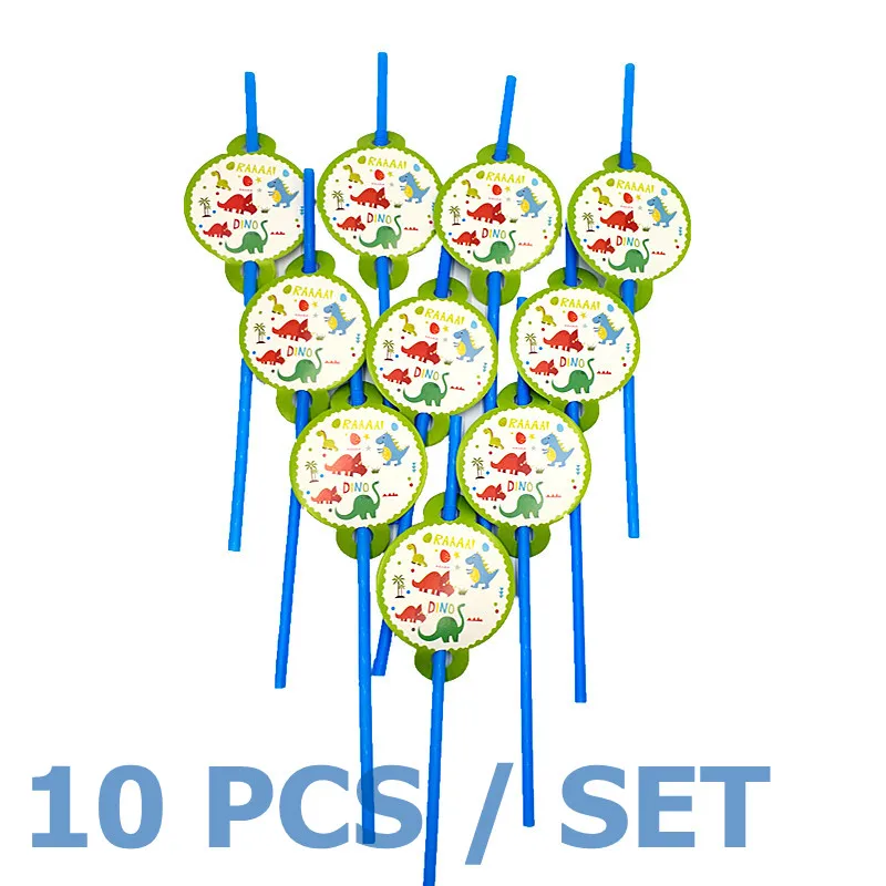 10 шт./компл. соломенные вечерние украшения динозавра одноразовая посуда питьевые