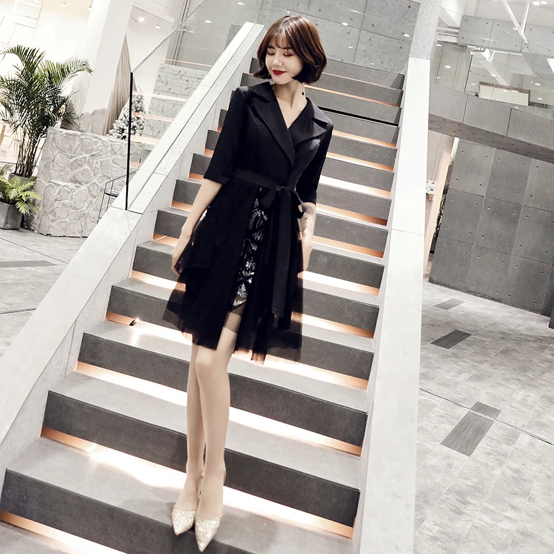 Женское вечернее платье с полурукавами красное или черное асимметричное бантом