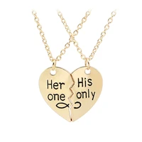 new i love you gold silver color apocalypse partners necklace two halves heart shape valentines day puzzle jewelry for female
