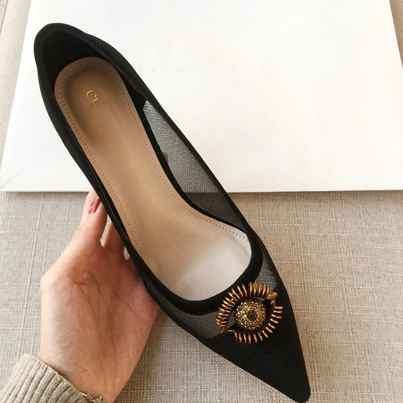YINKOGET/Удобная дышащая сетчатая пикантная модная женская обувь на каблуке Летние
