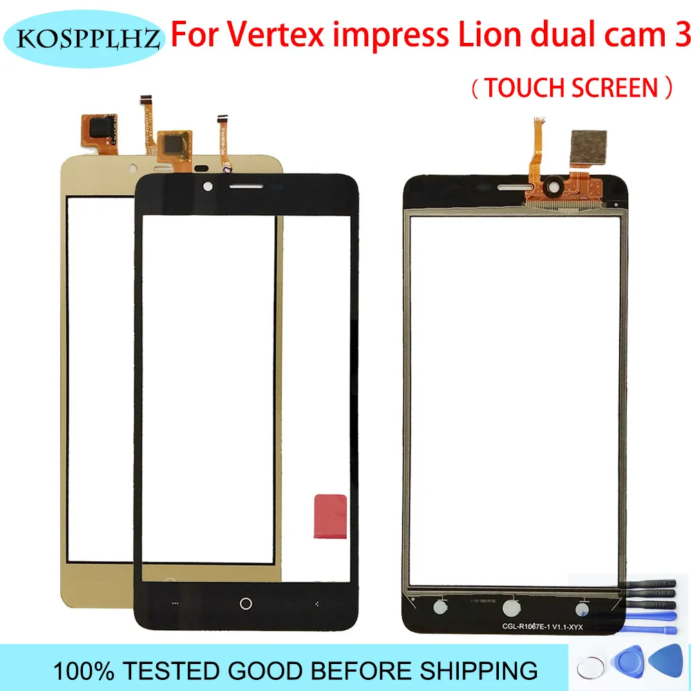 Черное золото 5 дюймов переднее внешнее стекло для Vertex impress Lion двойная камера 3g