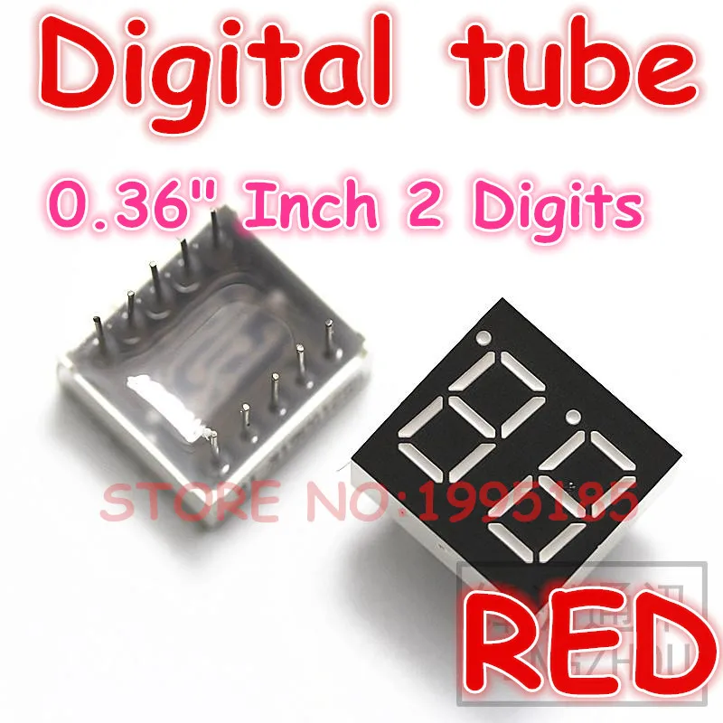 

10Pcs/Lot 0.36" Inch 2 Digits Red LED Display 7 Segment Light LED Digital Display Digital Tube Common Cathode