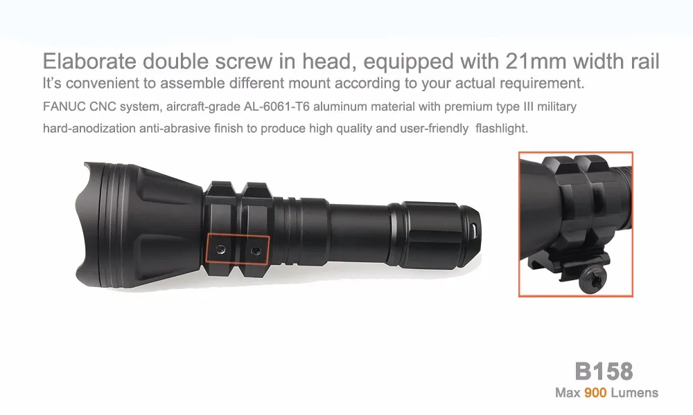 Светодиодный тактический фонарь CREE XM-L2(U4), масштабируемый светодиодный фонарь, 18650 водонепроницаемый фонарь с зумом, водонепроницаемый flashlight-B158 с зумом