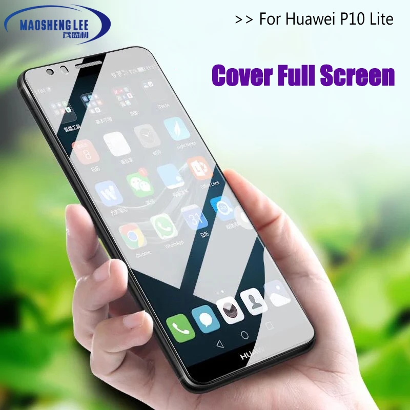 9H для экрана из закаленного стекла Huawei P10 lite полный Защитная пленка Передняя и