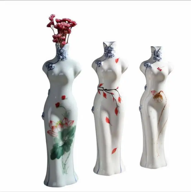 10 видов цветов винтажная керамическая ваза Cheongsam Ретро Настольная Ваза для