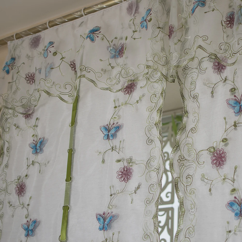 Узоры бабочки хлопковая ткань и органза шторы для спальни гостиной декоративные