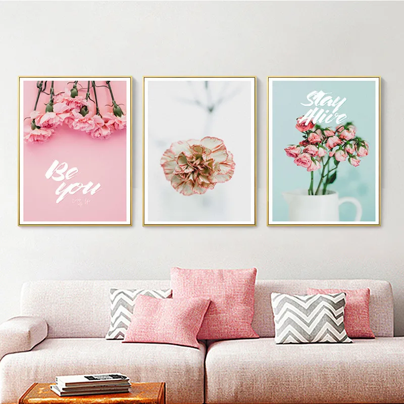 Настенная картина с розовыми цветами на холсте постеры и принты в скандинавском