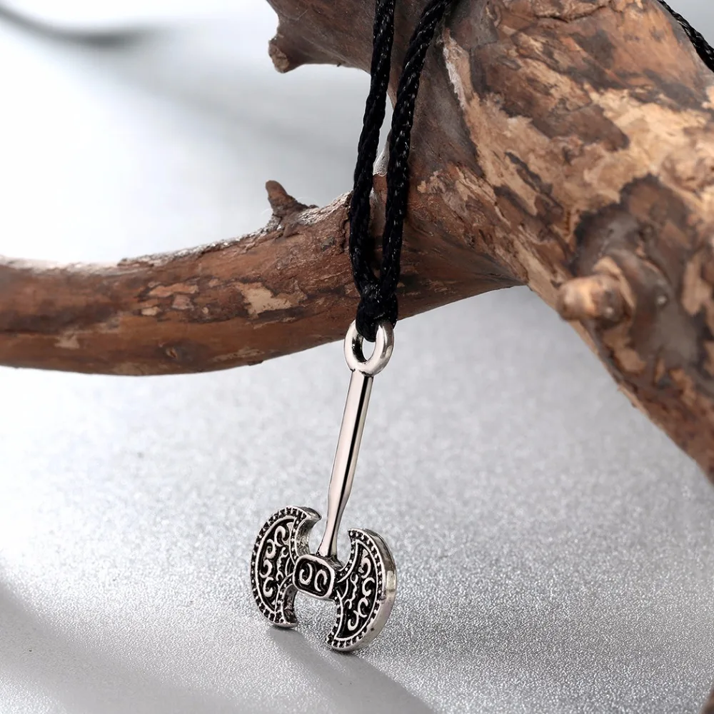 Kinitial античное серебро бронзовое покрытие амулет подвеска с топором викингом