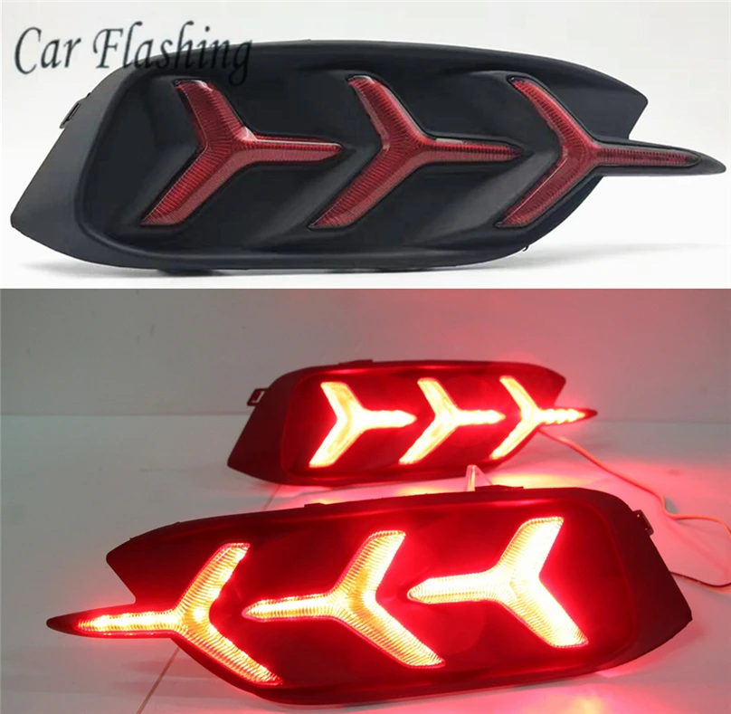 Автомобильный мигающий 2шт для Honda Civic 2016 2017 2018 светодиодный DRL задний бампер