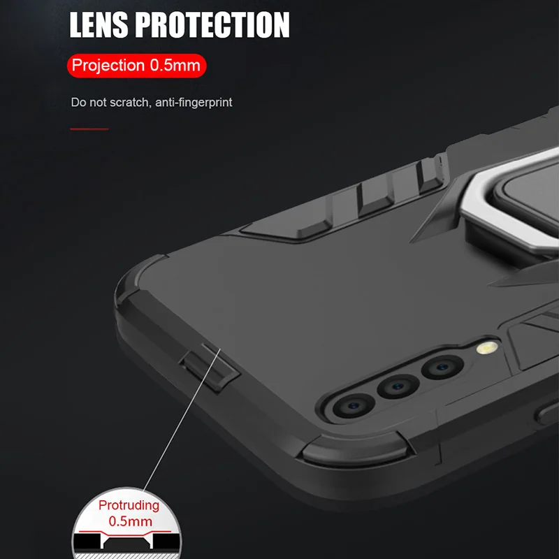 Armor Ring Case For Samsung Galaxy A50 case Magnetic Car Hold Shockproof Soft Bumper Cover A40 A30 A70 A10 A80 | Мобильные телефоны