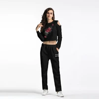 yyfs 2019 fashion womens casual sports suit womens short embroidery flower printed strapless top casual women two piece sets