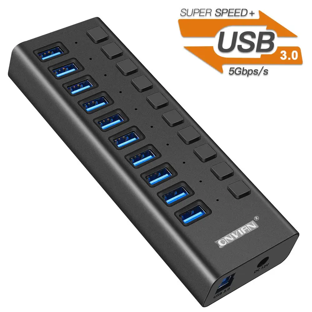 Onvian USB 3 0 концентратор 10 портов 5 Гбит/с высокоскоростной сплиттер с