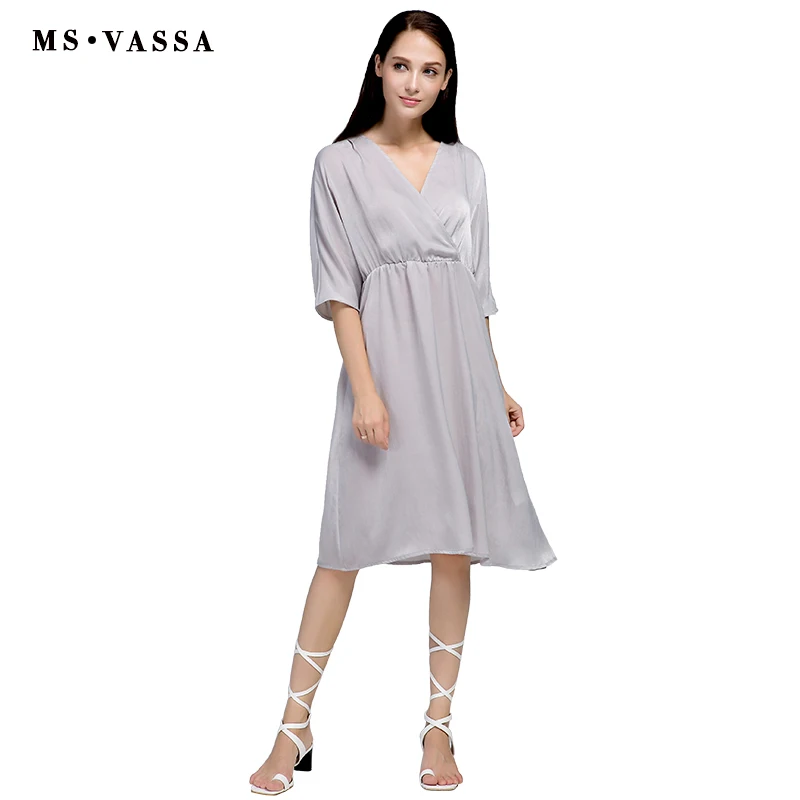 MS Vassa Лето Для женщин платье Новинка 2017 года повседневная женская обувь свободные